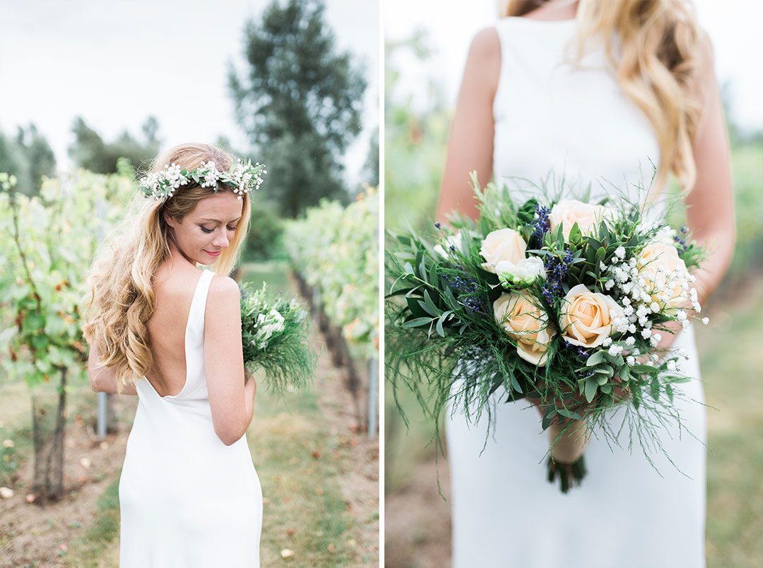 Bride in an Essex vineyard