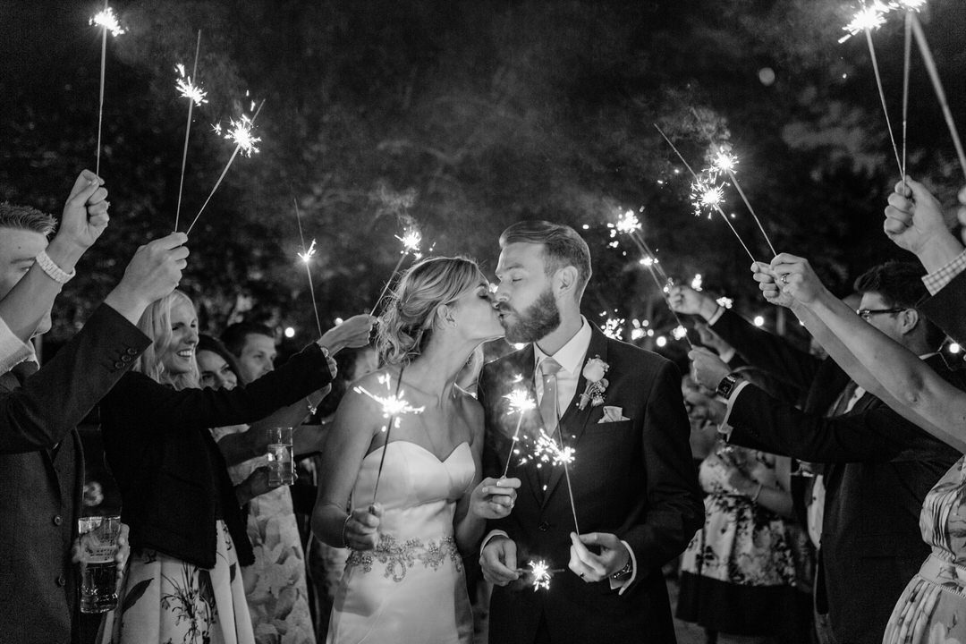 sparklers at houchins wedding venue