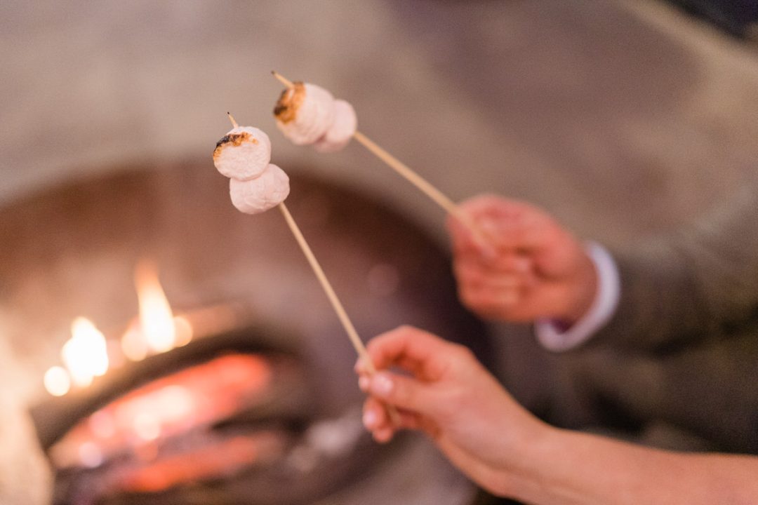Toasted marshmallows, night time photo at The Granary Estates